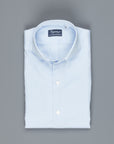 Finamore 'Traveller' Shirt Milano Fit Collar Eduardo Blue Alumo twill