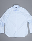 Finamore Napoli Shirt Collar Eduardo Blue Alumo Voyage poplin