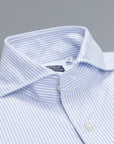 Finamore washed Tokyo shirt Sergio collar oxford Light Blue stripe