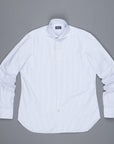 Finamore Gaeta shirt Sergio collar brushed oxford light blue stripe