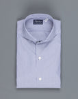 Finamore Milano Shirt soft lined Collar Sergio navy stripe Supralux Voyage Alumo