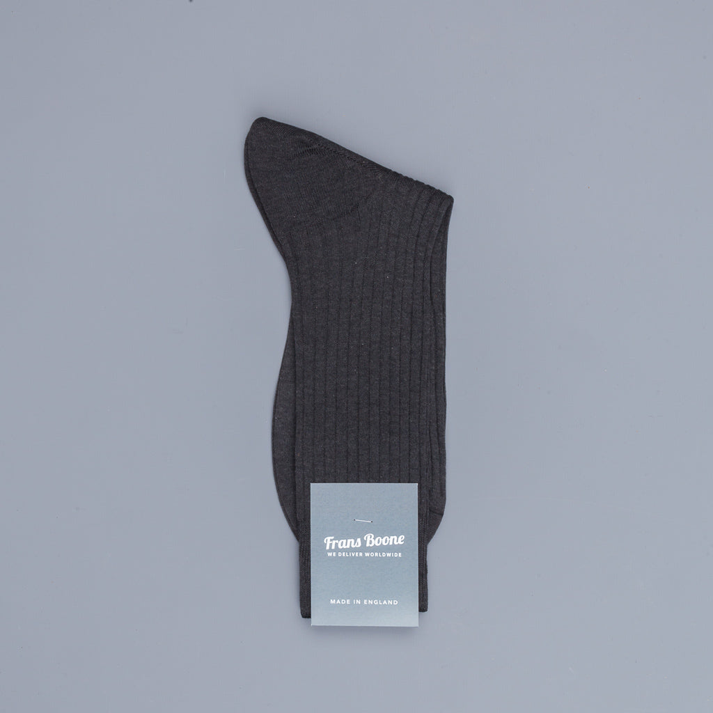Frans Boone X Pantherella Vale Socks 100% Fil d&#39;Ecosse / Cotton lisle Dark Grey Mix