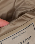 Ten C Hooded down liner with pockets Tan