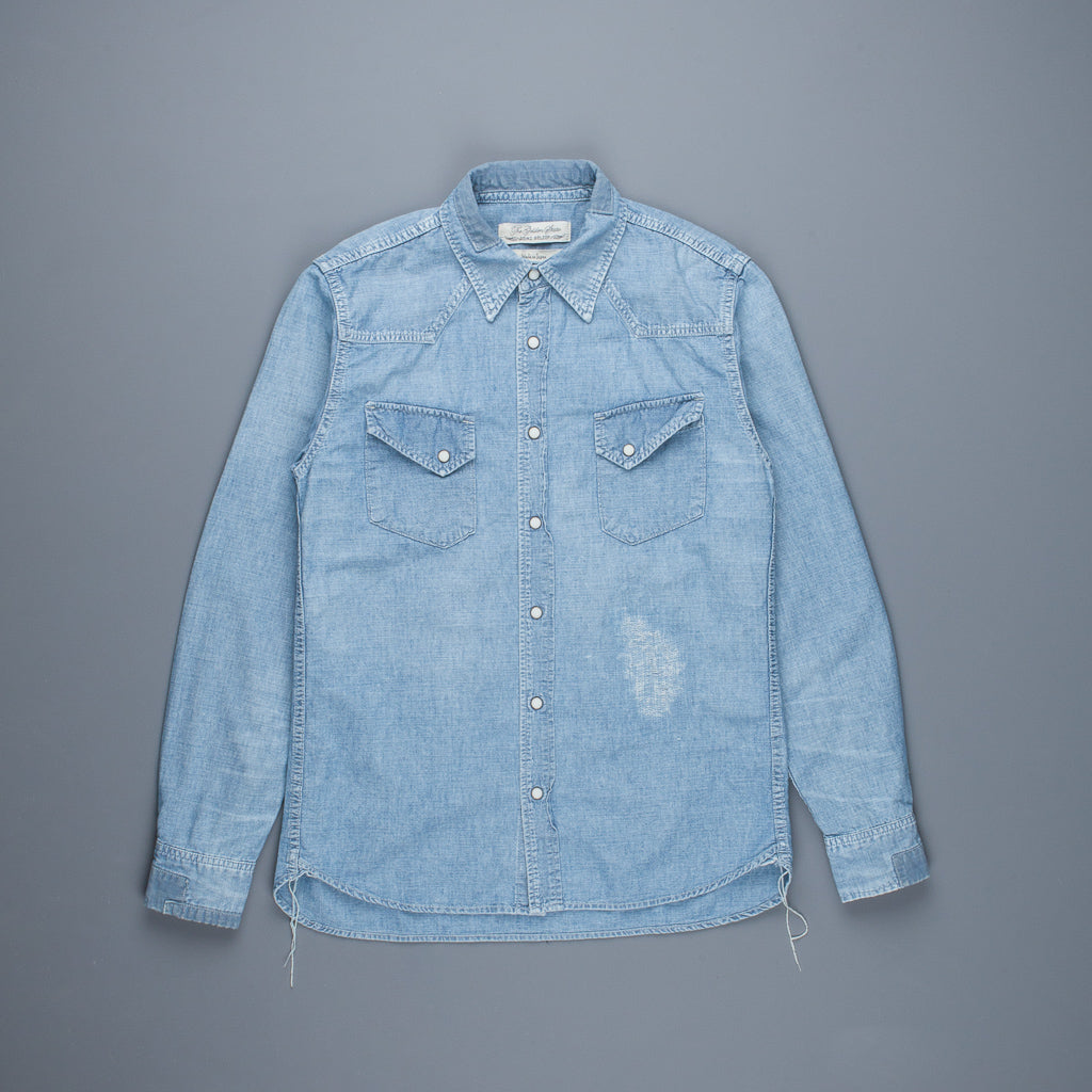 Remi Relief Chambray Western Shirt Used Blue