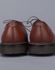 Alden plain toe blucher in brown grained leather on crepe sole