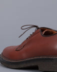 Alden plain toe blucher in brown grained leather on crepe sole