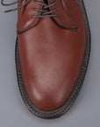 Alden plain toe blucher in brown grained leather on crepe sole