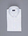 Finamore 'Traveller' Shirt Napoli Fit Collar Lucio Alumo Twill Blue windowpane check