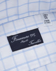 Finamore 'Traveller' Shirt Napoli Fit Collar Lucio Alumo Twill Blue windowpane check