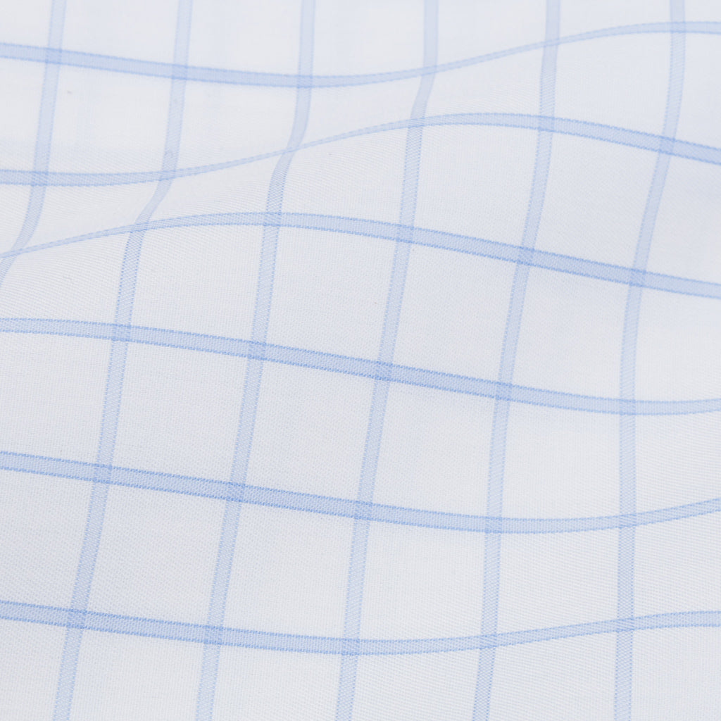 Finamore 'Traveller' Shirt Milano Fit Collar Lucio Alumo Twill Blue windowpane check