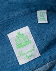Finamore Gaeta Shirt Lucio Collar washed blue denim medium weight