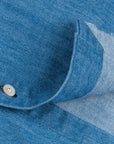 Finamore Gaeta Shirt Lucio Collar washed blue denim medium weight