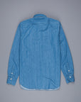 Finamore Gaeta Shirt Lucio Collar washed blue denim medium weight