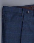 Incotex Venezia model 45 Thight fit flannel pants Prince of Wales Blu Medio