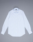 Finamore Milano shirt collo Eduardo blue bengal stripe twill