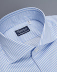 Finamore Milano shirt collo Eduardo blue bengal stripe twill