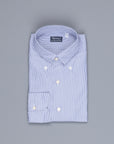 Finamore Gaeta shirt Lucio Collar Navy stripe poplin