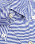 Finamore Gaeta shirt Lucio Collar Navy stripe poplin