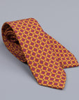Drakes printed wool tie dark gold