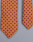 Drakes printed wool tie dark gold