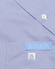 Finamore 'Traveller' Shirt Napoli Fit Collar Eduardo Navy Stripe Alumo poplin