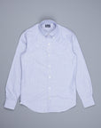 Finamore Tokyo Shirt Lucio Collar Navy Stripe Poplin
