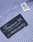 Finamore Tokyo Shirt Lucio Collar Navy Stripe Poplin