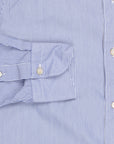 Finamore Tokyo Shirt Lucio Collar Navy Stripe Poplin