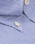 Finamore Tokyo Shirt Lucio Collar Navy Stripe Poplin