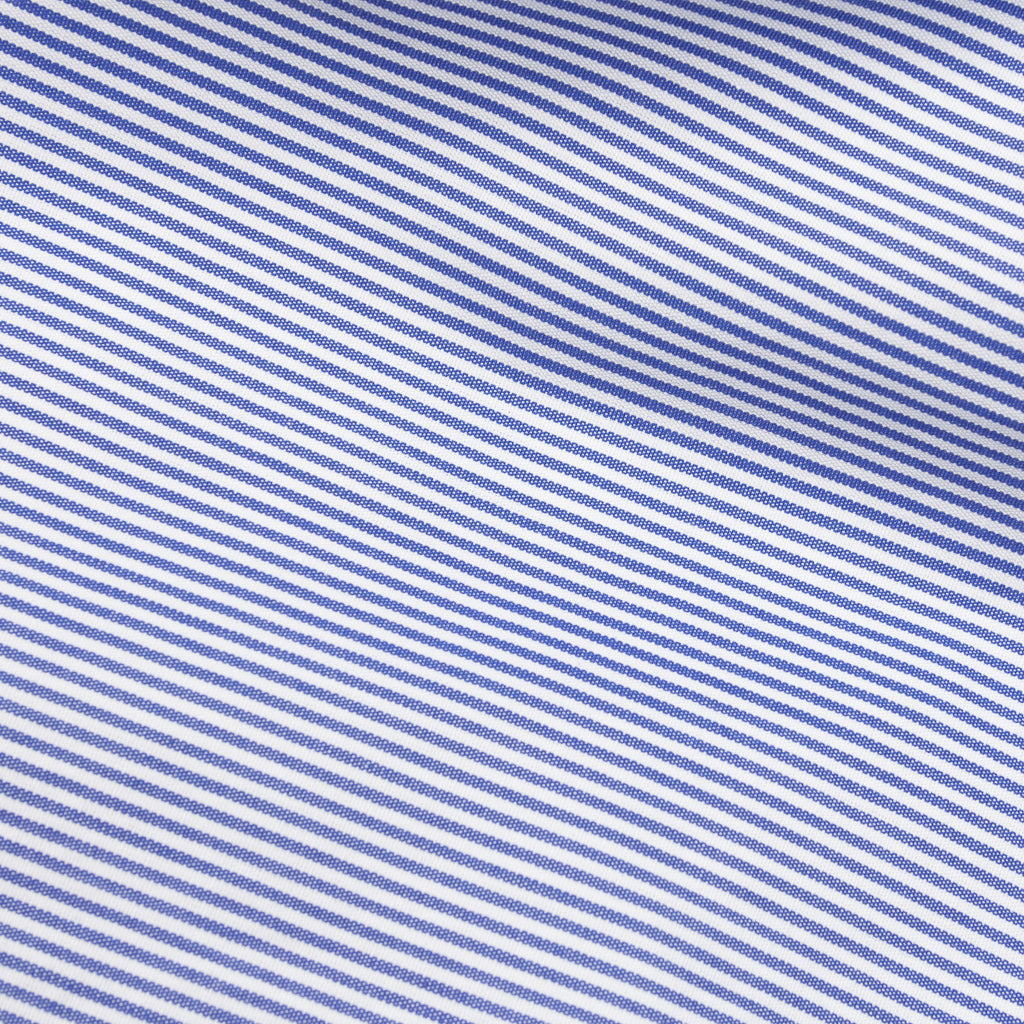 Finamore Tokyo Shirt Lucio Collar Navy Stripe Poplin