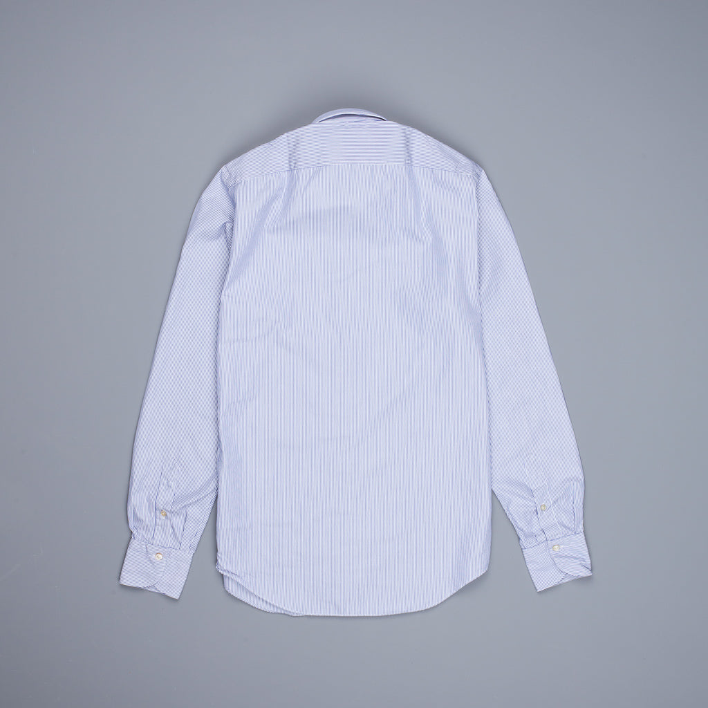 Finamore Tokyo Shirt Lucio Collar Navy Stripe Poplin