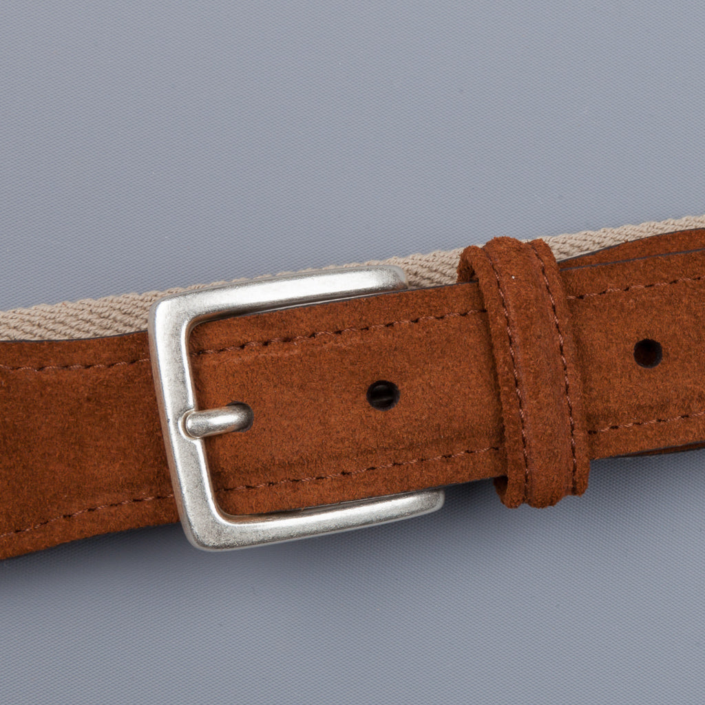 Anderson&#39;s x Frans Boone woven belt tan snuff suede