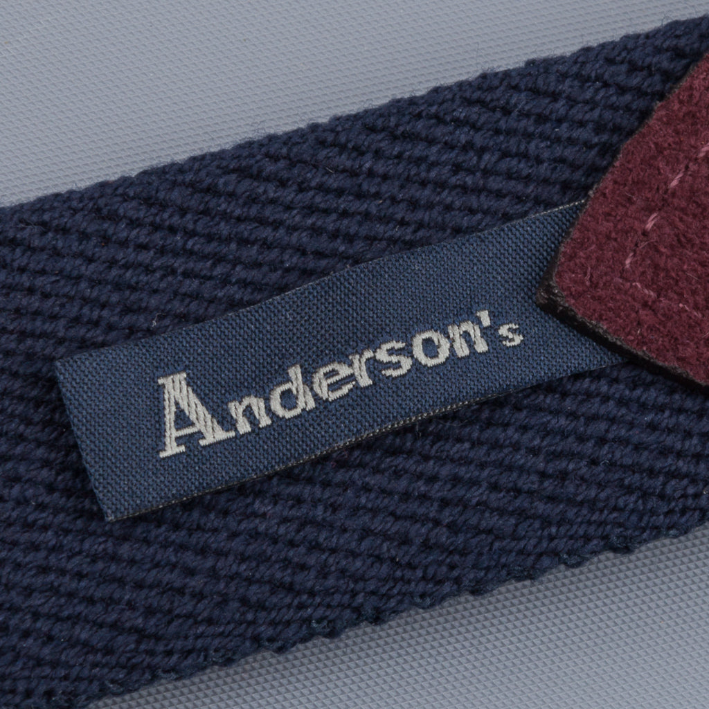 Anderson&#39;s x Frans Boone woven belt Navy -  Burgundy suede