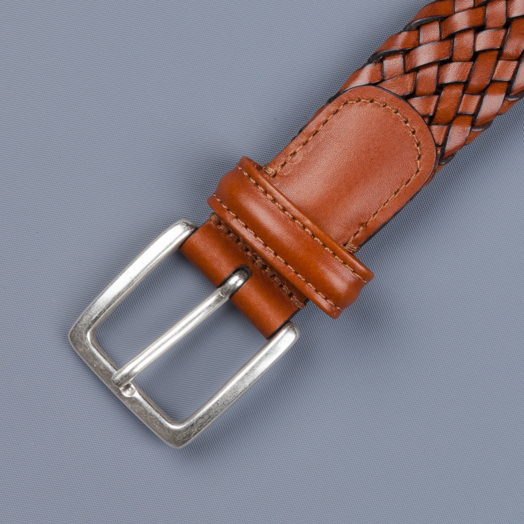 Anderson&#39;s Tubular Handwoven Leather Belt Tan