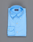 Finamore Tokyo shirt Lucio Collar Alumo poplin Avio blue
