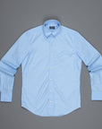 Finamore Tokyo shirt Lucio Collar Alumo poplin Avio blue