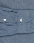 Finamore Gaeta shirt Sergio Collar Dark Blue Chambray