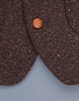 Orgueil Or-4124 Herringbone donegal tweed Gillet Brown