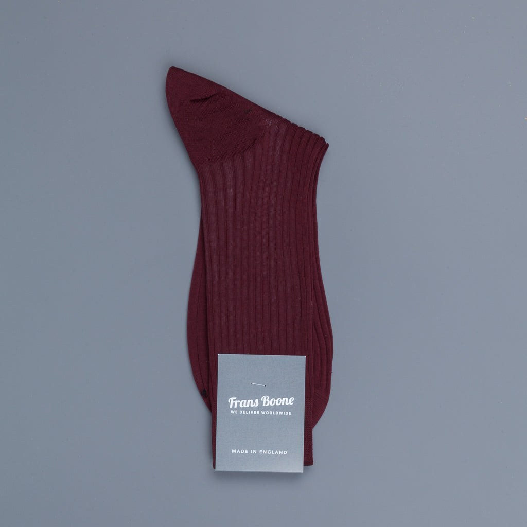Frans Boone X Pantherella Vale Socks 100% Fil d&#39;Ecosse / Cotton lisle  Burgundy