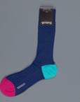 Pantherella Portobello Ocean Navy Socks in egyptian cotton lisle