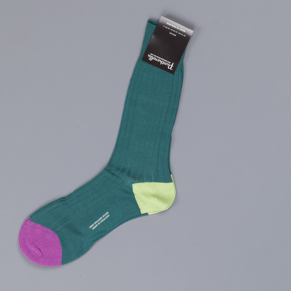 Pantherella Portobello Sea Green socks in egyptian cotton lisle