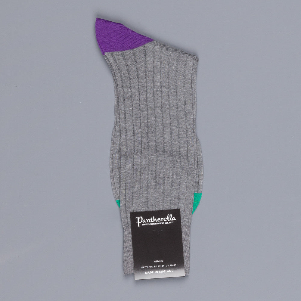 Pantherella Portobello Mid Grey socks in egyptian cotton lisle