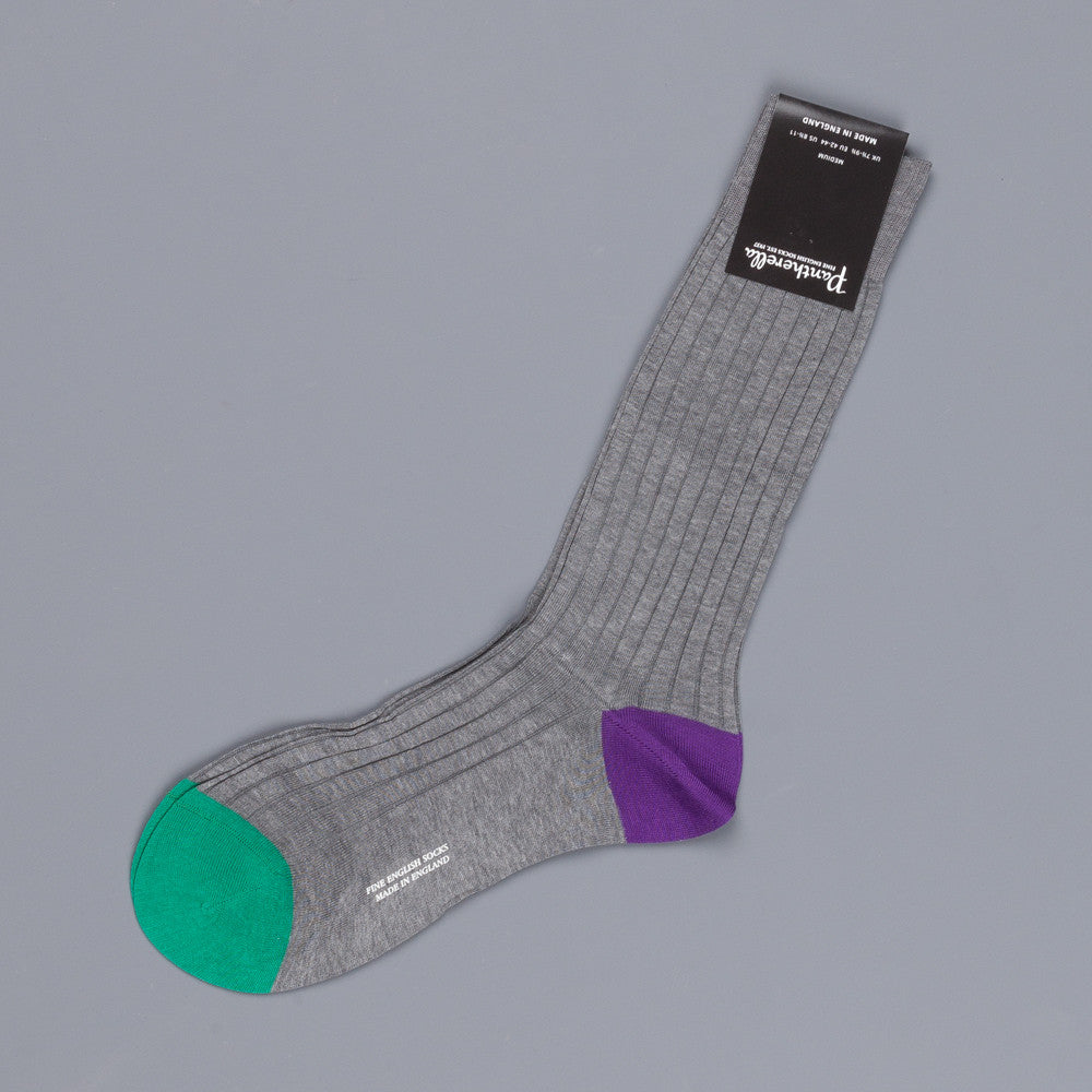 Pantherella Portobello Mid Grey socks in egyptian cotton lisle