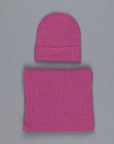 William Lockie Cashmere Ribbed Hat And Scarf Set Loganberry