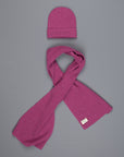 William Lockie Cashmere Ribbed Hat And Scarf Set Loganberry