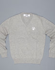 Comme des Garçons PLAY V-Neck Pullover Light Grey White Heart