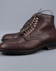 Alden Straight perforated cap toe boot in brown country calf grained leather