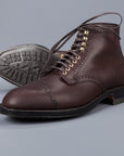 Alden Straight perforated cap toe boot in brown country calf grained leather