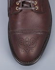 Alden Straight perforated cap toe boot in brown country calf grained leather