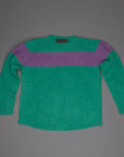The Elder Statesman @ Frans Boone Cashmere striped Racing Crew Unisex Sweater Turquoise Amethyst